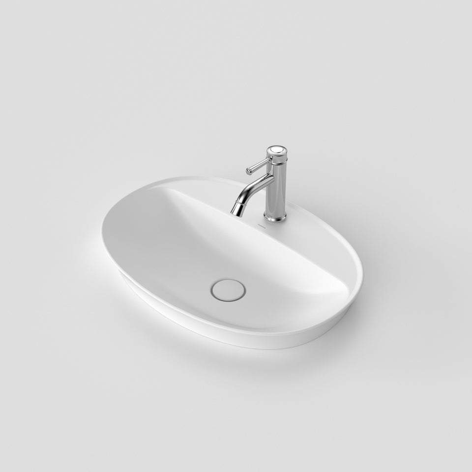 Caroma Riviere Inset Basin - 1 Tap Hole - Matte White