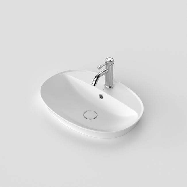 Caroma Riviere Inset Basin 1 Tap Hole Overflow - Matte White 4700215MW - The Blue Space