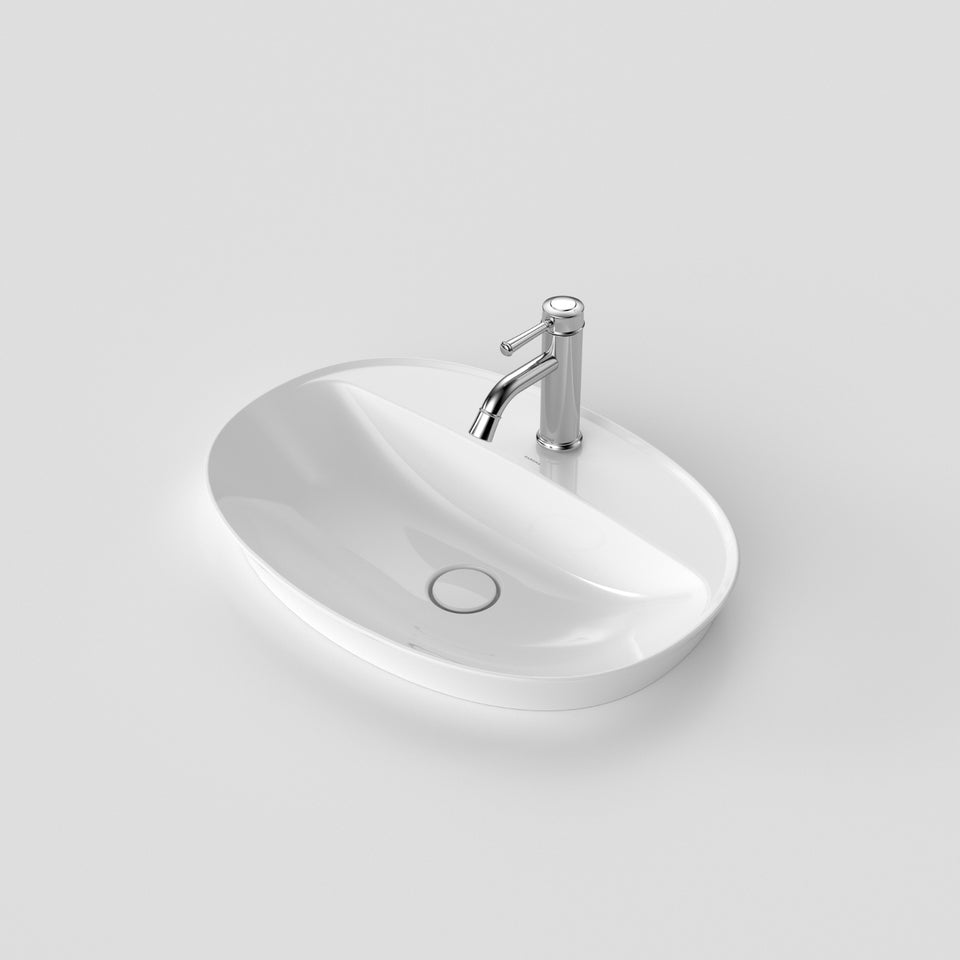Caroma Riviere Inset Basin - 1 Tap Hole - White