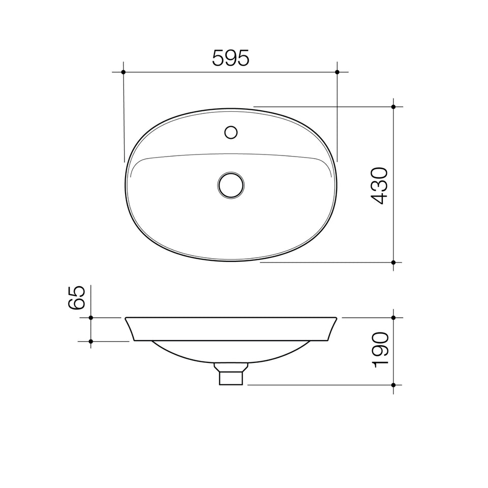 Caroma Riviere Inset Basin - 1 Tap Hole - White