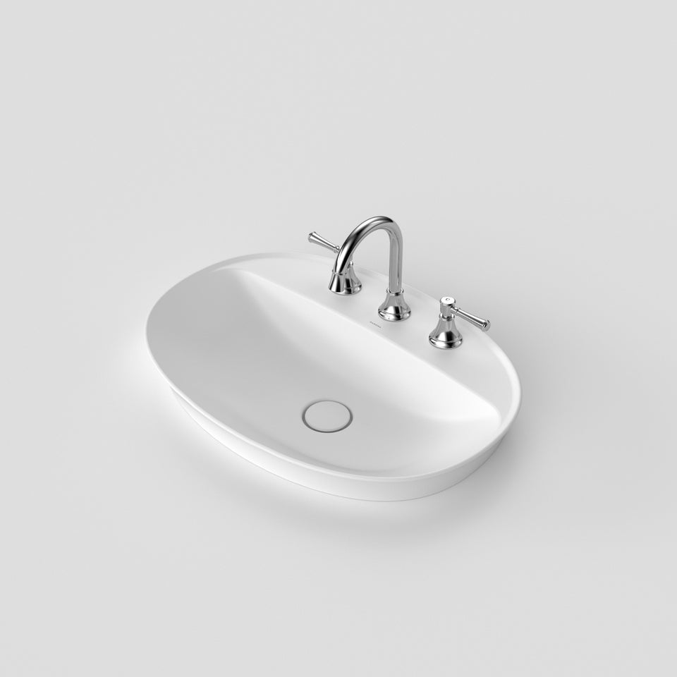 Caroma Riviere Inset Basin - 3 Tap Hole - Matte White