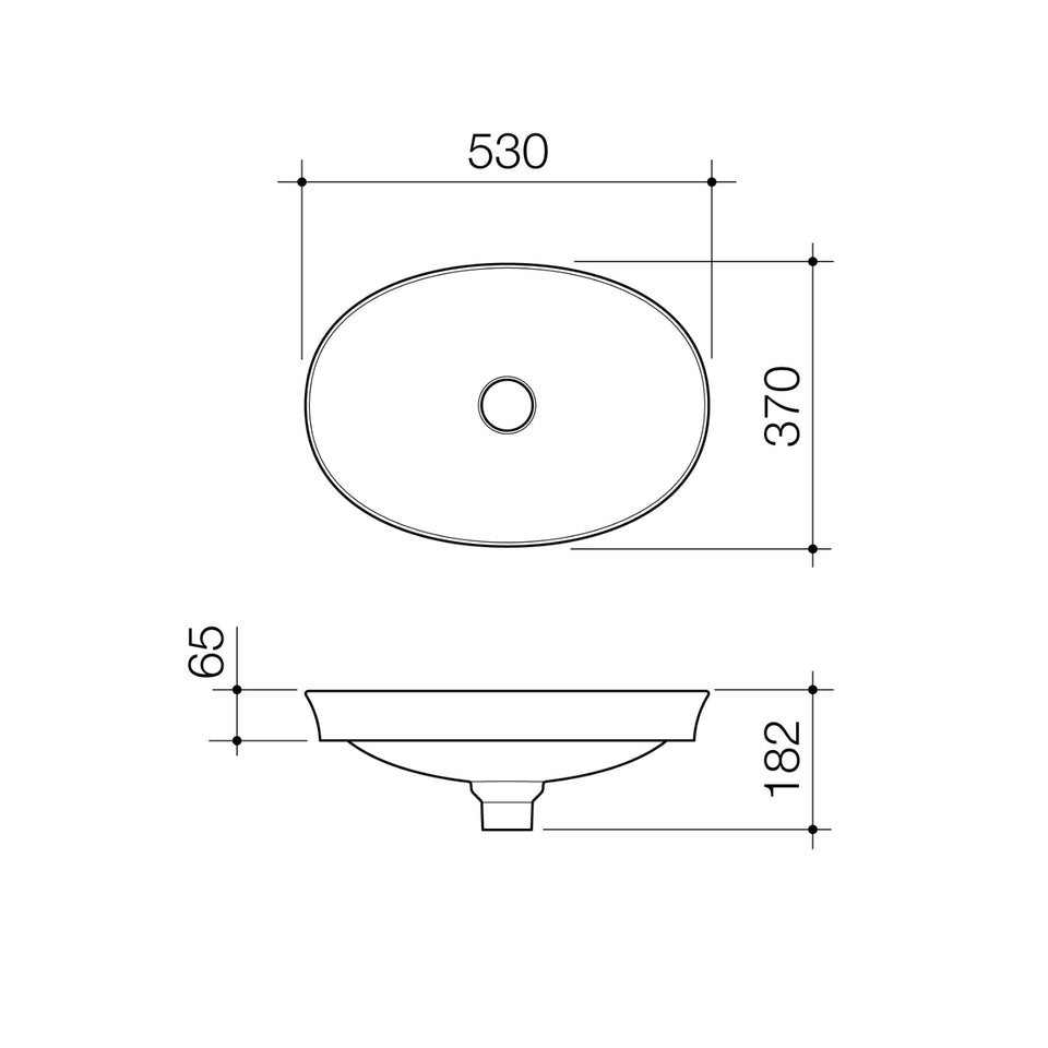 Caroma Riviere Inset Basin - No Tap Hole - White