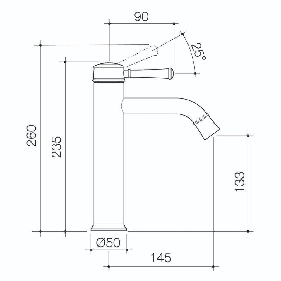 Caroma Riviere Mid Tower Basin Mixer - Brushed Nickel
