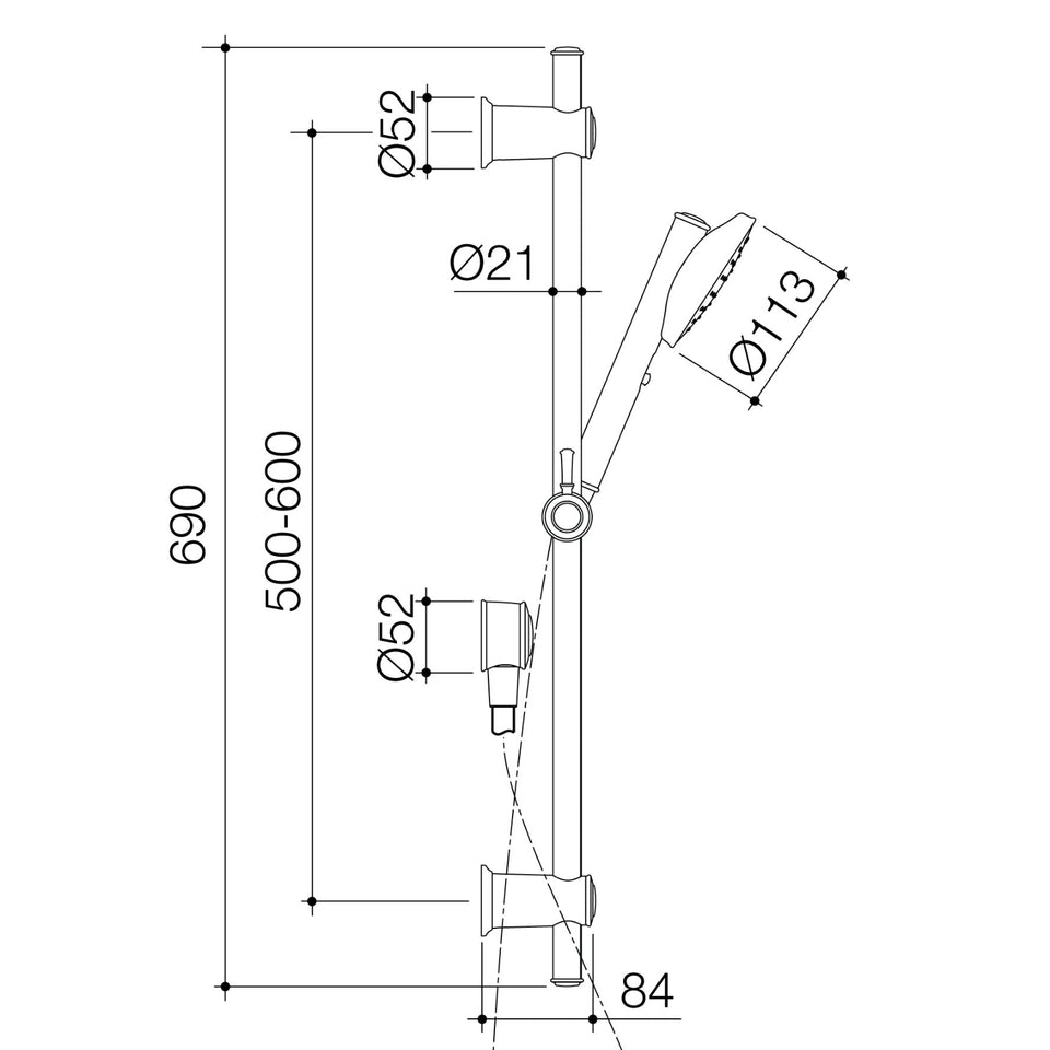 Caroma Riviere Rail Shower - Chrome