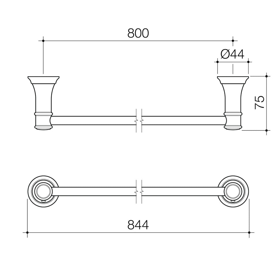 Caroma Riviere Single Towel Rail 800mm - Brushed Bronze