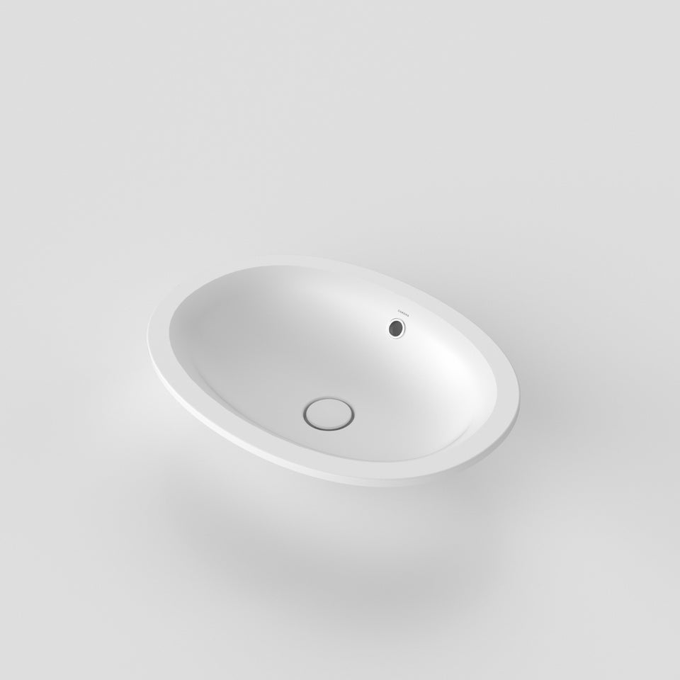 Caroma Riviere Above Counter Basin - No Tap Hole - Matte White - Overflow