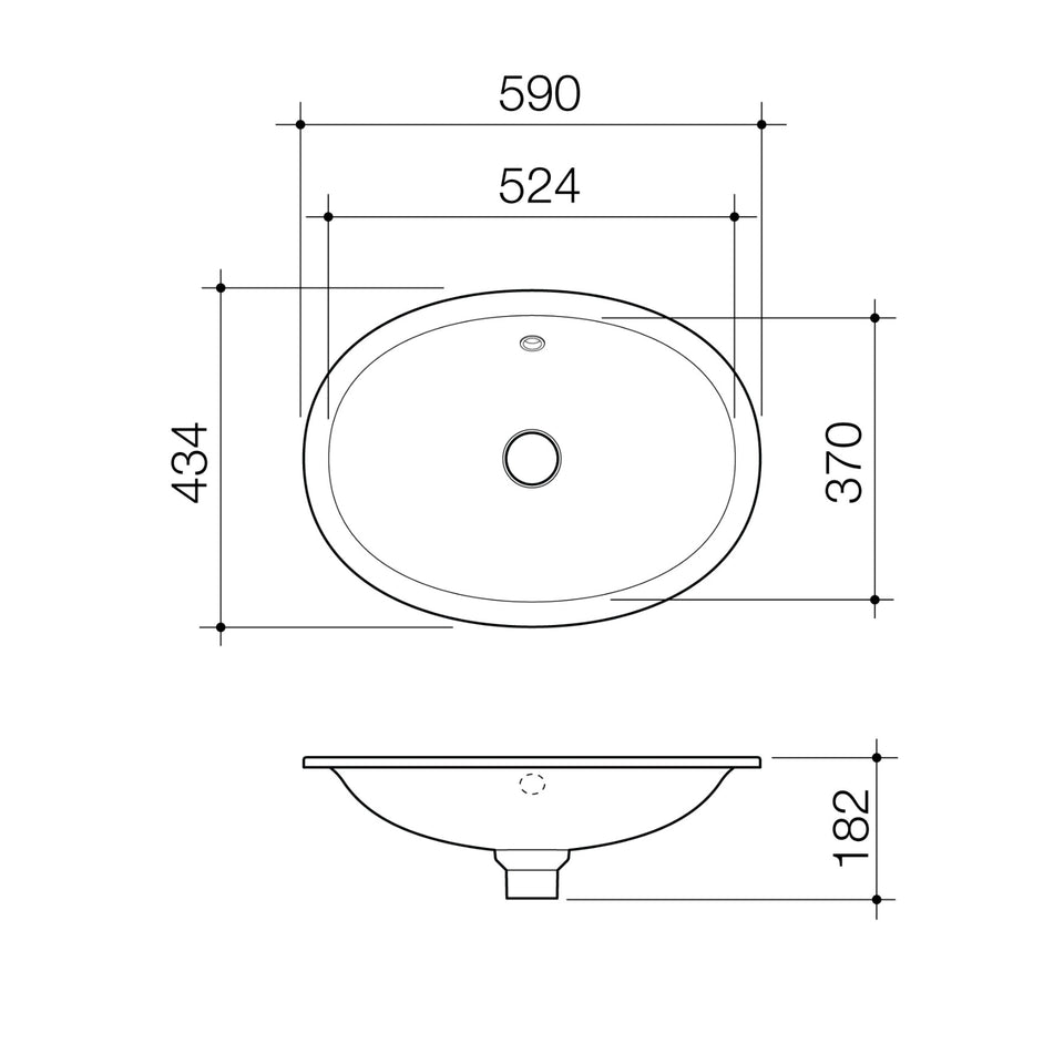 Caroma Riviere Above Counter Basin - No Tap Hole - Matte White - Overflow