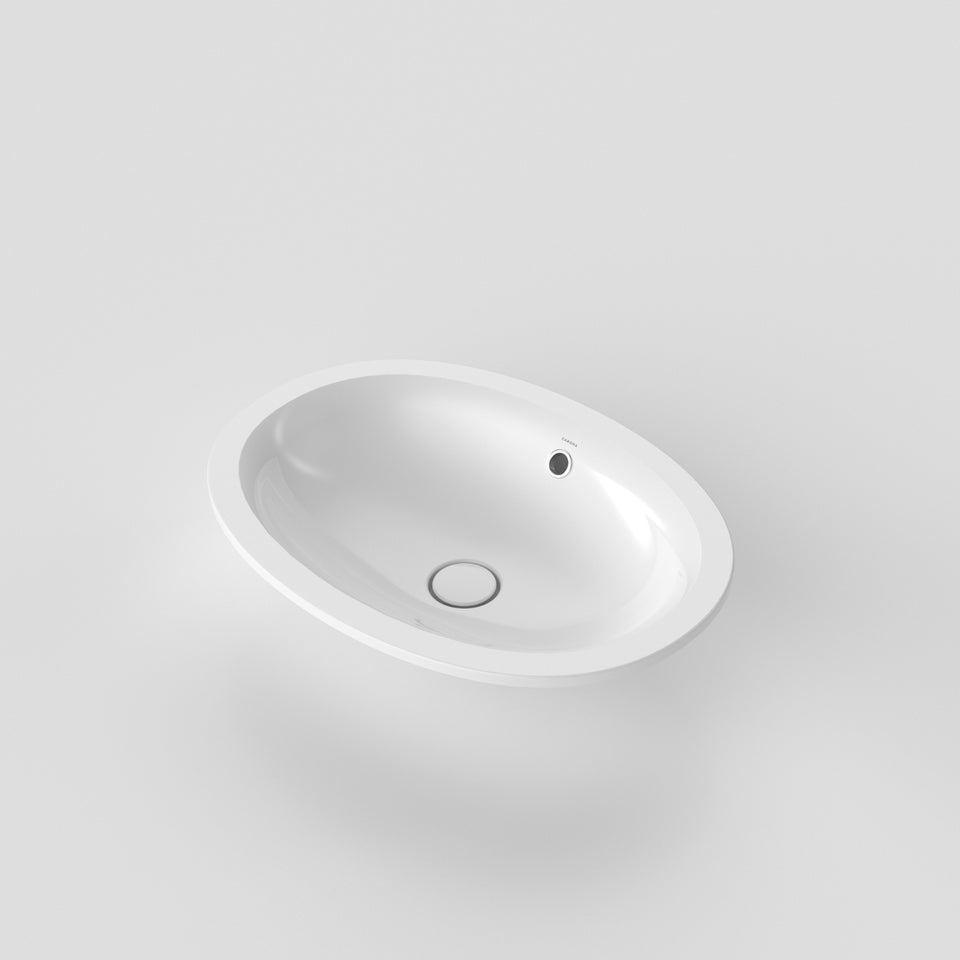 Caroma Riviere Above Counter Basin - No Tap Hole - White - Overflow