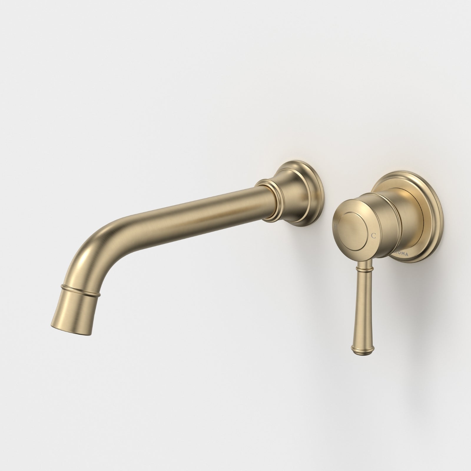 Caroma Riviere Wall Basin Bath Mixer 210mm - Brushed Brass 520010BB6AF - The Blue Space