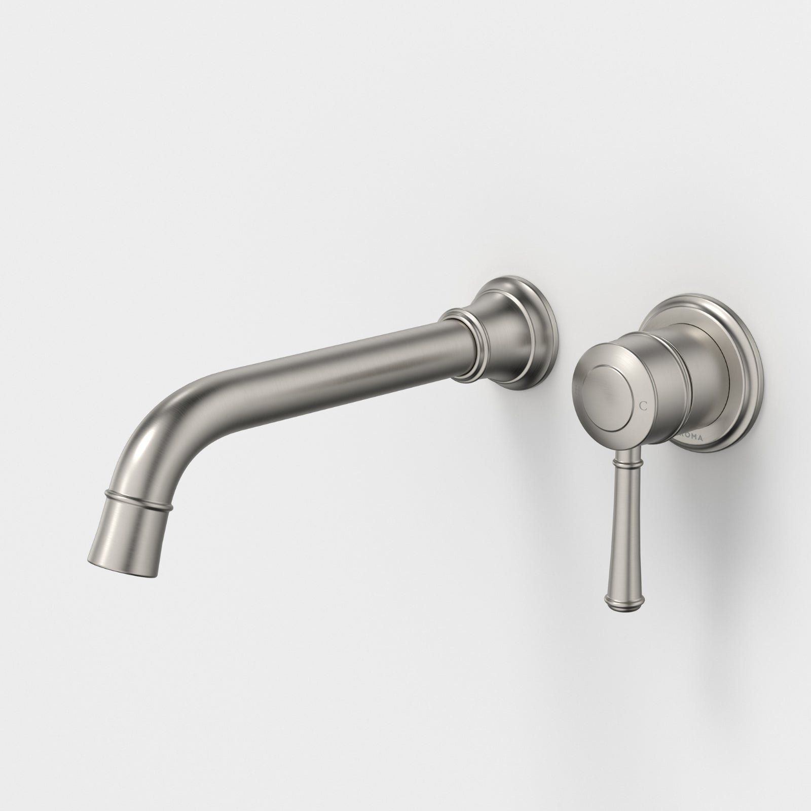 Caroma Riviere Wall Basin Bath Mixer 210mm - Brushed Nickel 520010BN6AF - The Blue Space
