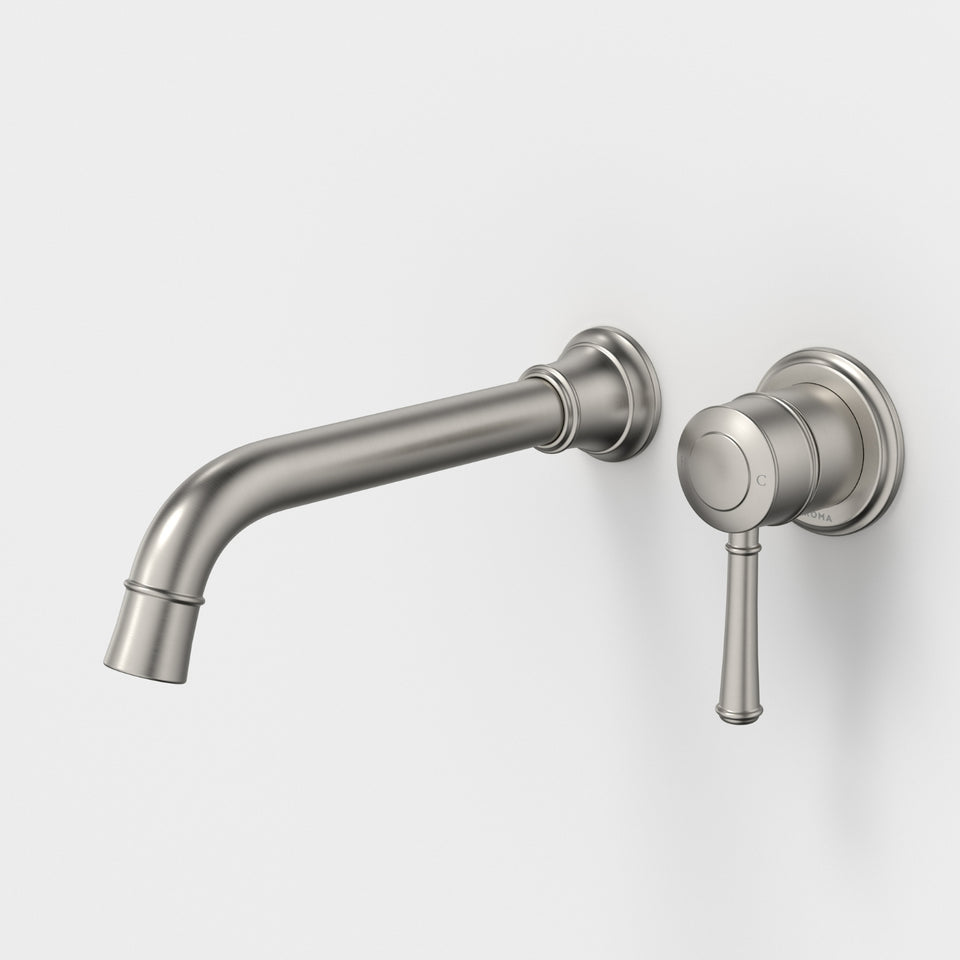 Caroma Riviere Wall Basin/Bath Mixer 210mm - Brushed Nickel