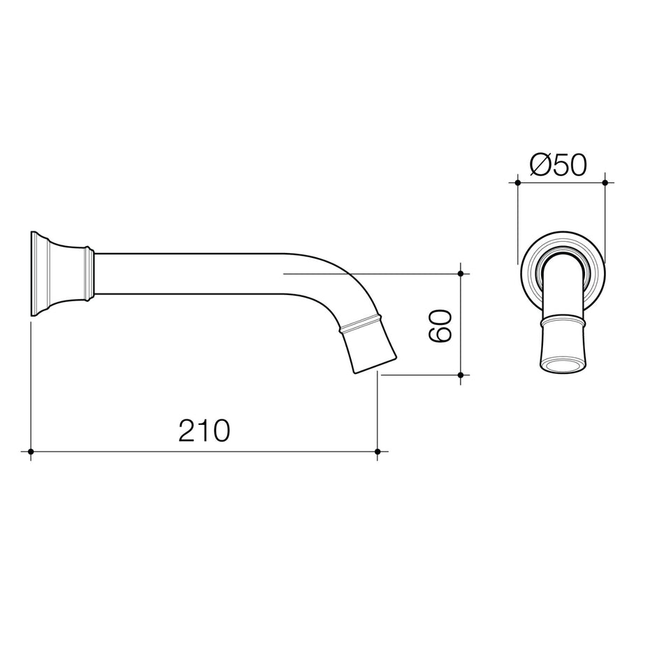 Caroma Riviere Wall Basin/Bath Outlet 210mm - Chrome