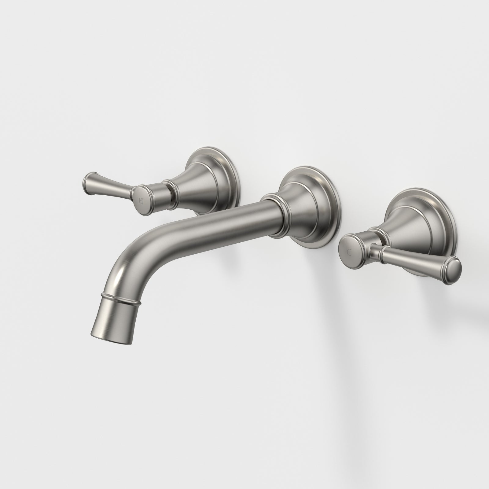 Caroma Riviere Wall Basin Bath Set 175mm - Brushed Nickel 520021BN6AF - The Blue Space