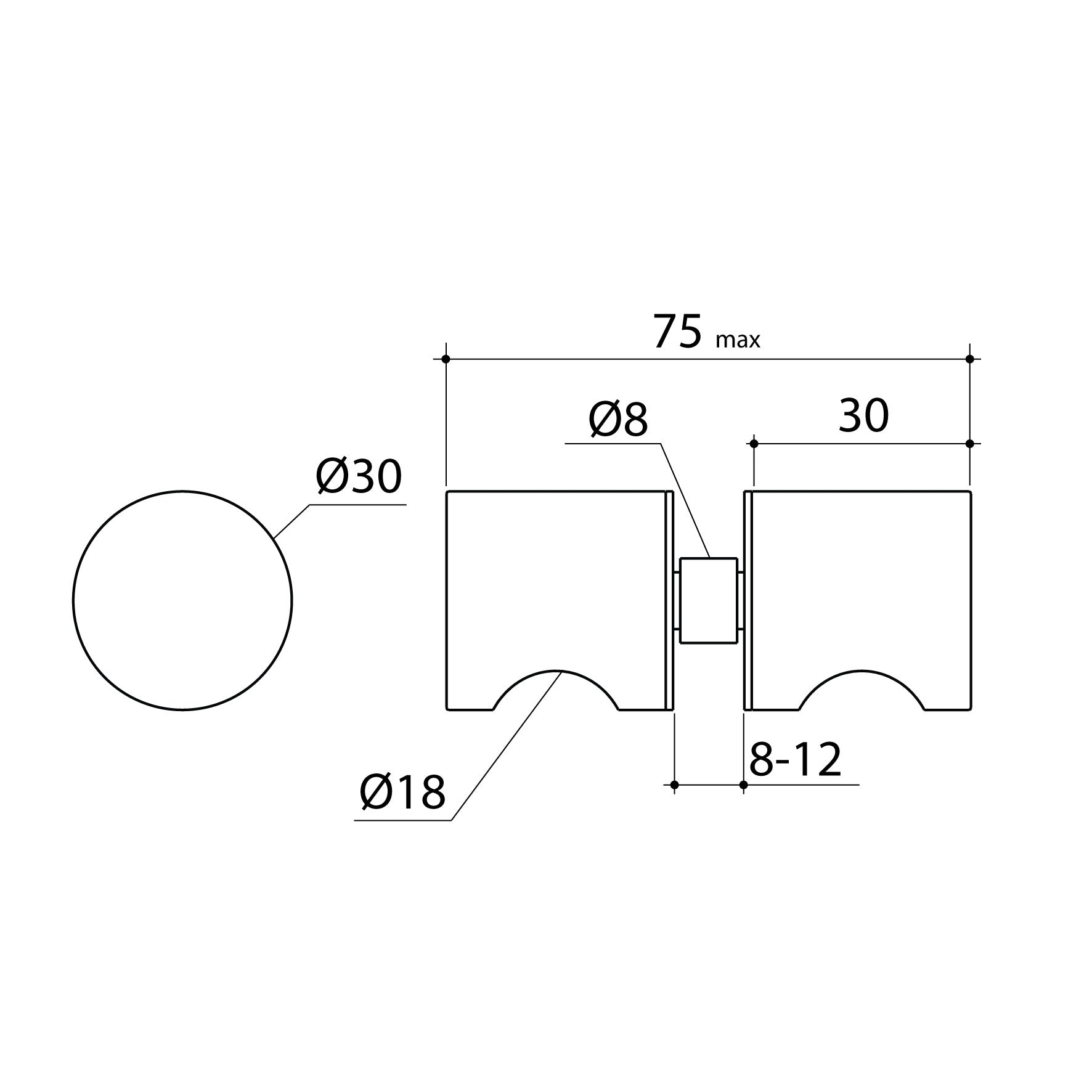 Technical Drawing Caroma Shower Door Round Knob Chrome 99451C - The Blue Space