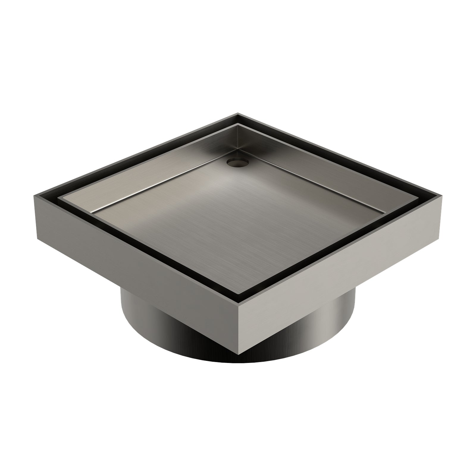 Angle Caroma Square Floor Waste 100mm Outlet Tile Insert - Brushed Nickel 14228029BN - The Blue Space