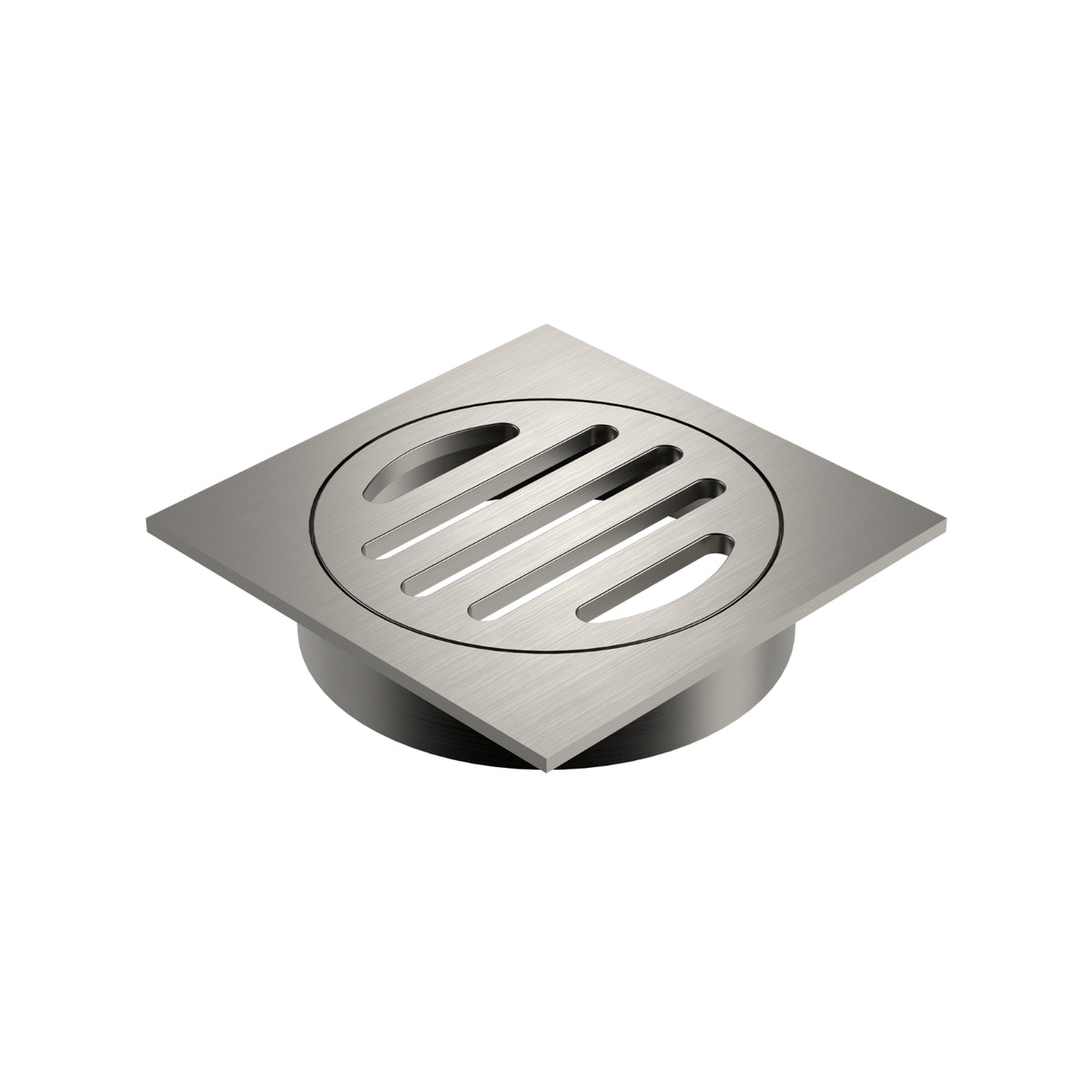 Angle Caroma Square Floor Waste - 80mm Outlet - Brushed Nickel 12975034BN - The Blue Space