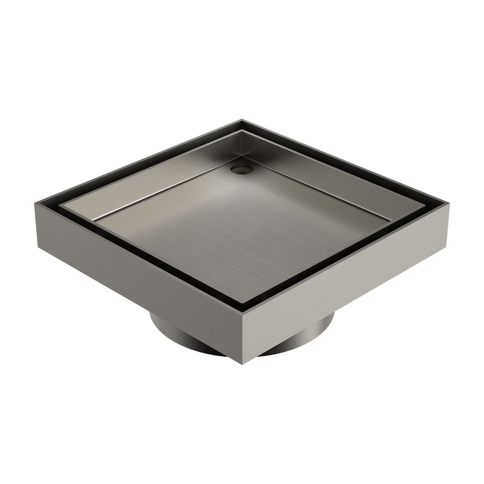 Angle Caroma Square Floor Waste 80mm Outlet Tile Insert - Brushed Nickel 14228028BN - The Blue Space