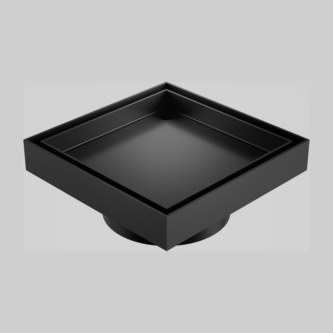 Caroma Square Floor Waste 80mm Outlet Tile Insert - Matte Black 14228028B - The Blue Space