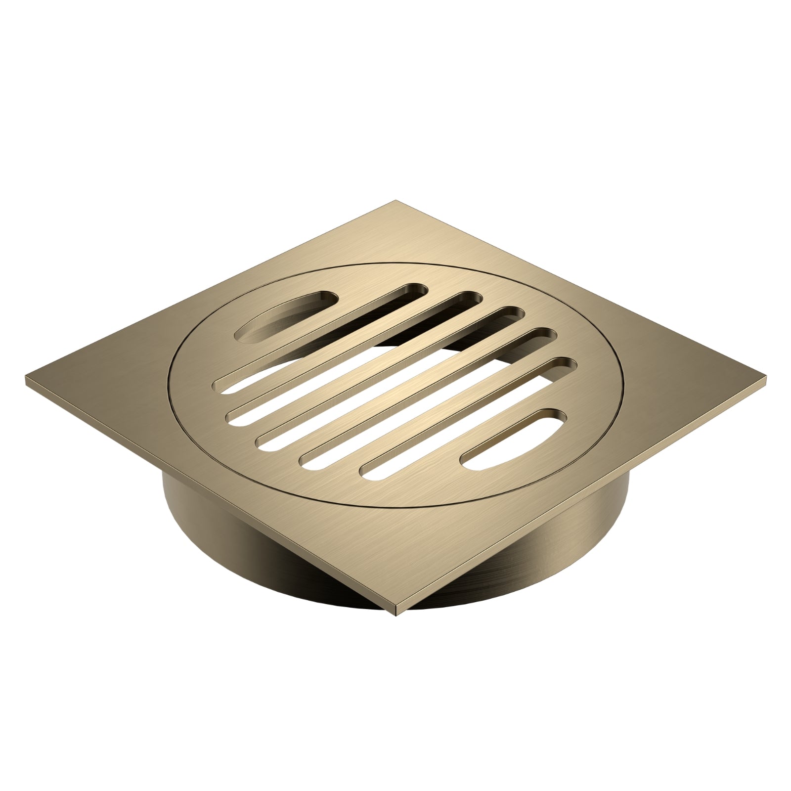 Angle Caroma Square Floor Waste Grate - 100mm Outlet - Brushed Brass 12975037BB - The Blue Space