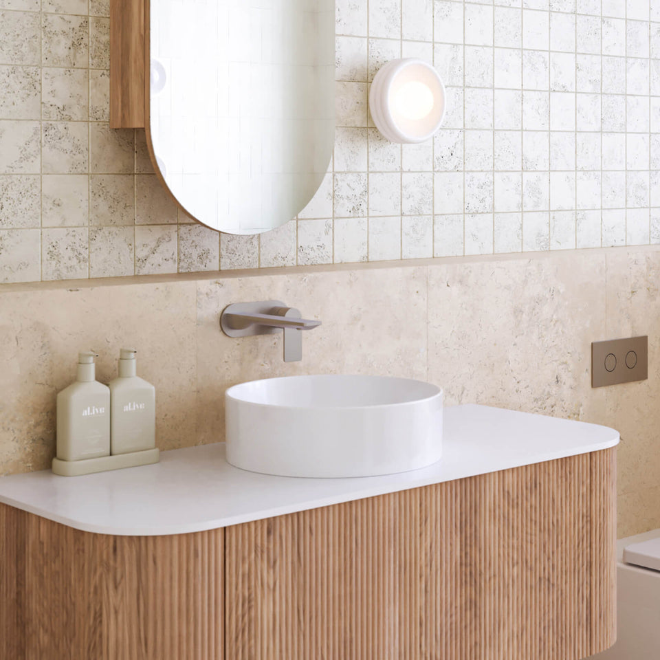 Caroma Urbane II 220mm Lead Free Wall Basin/Bath Mixer Round Gunmetal