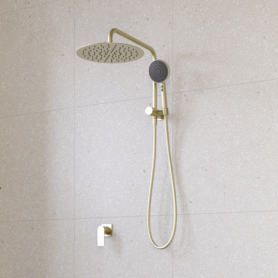 Caroma Urbane II Compact Twin Shower Brushed Brass