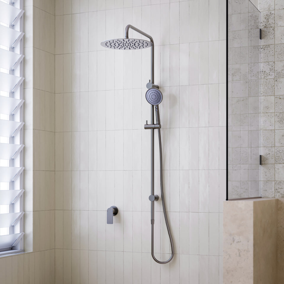 Caroma Urbane II Rail Shower 300mm Overhead Gunmetal