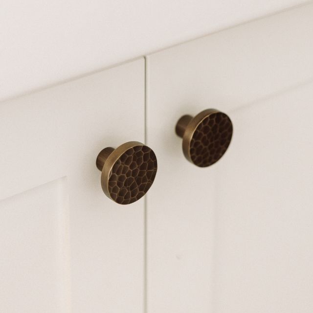 Castella Tarn 38mm Hammered Knob Aged Brass