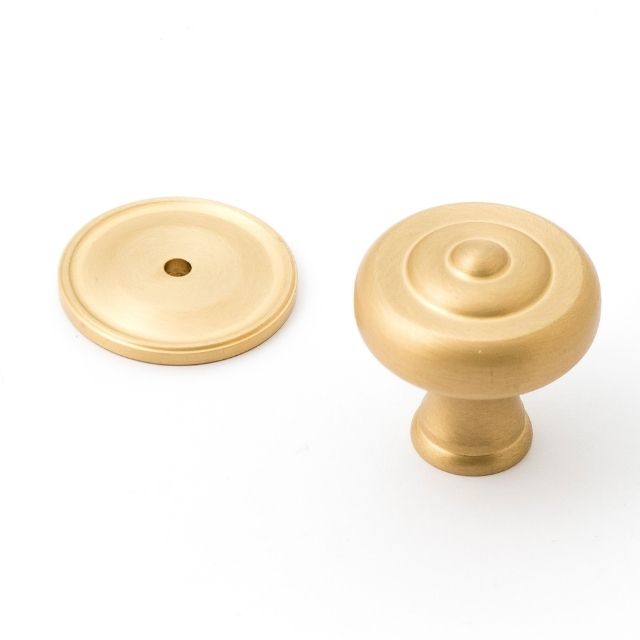 Castella Decade 38mm Knob & Backplate Satin Brass