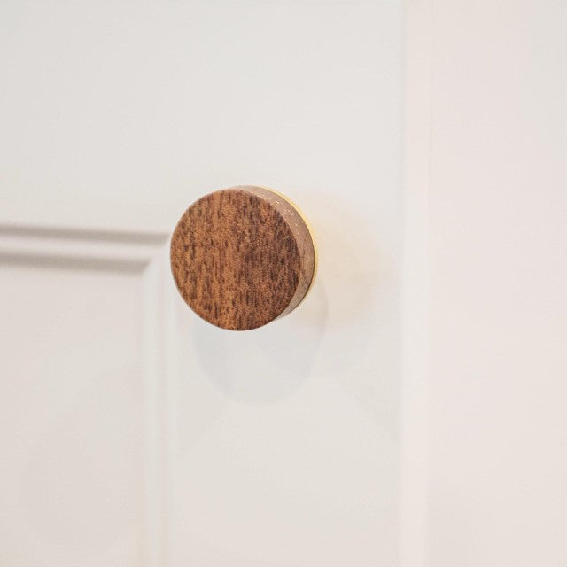 Castella Tundra 30mm Knob Walnut/Satin Brass