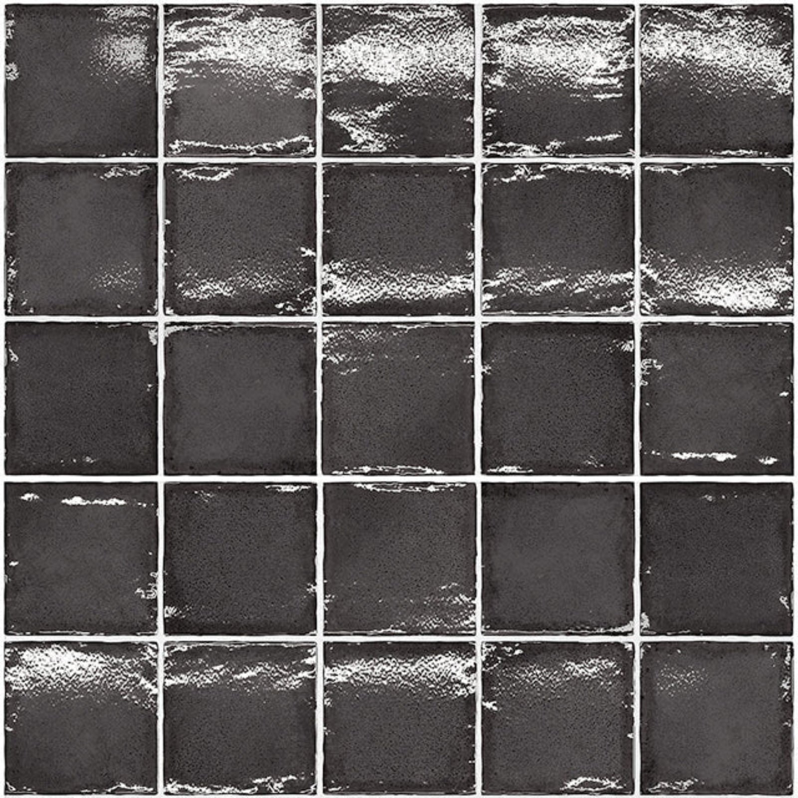 Looks Charcoal Dianna Zellige Tile 100 x 100 x 9mm Spanish Ceramic  | The Blue Space