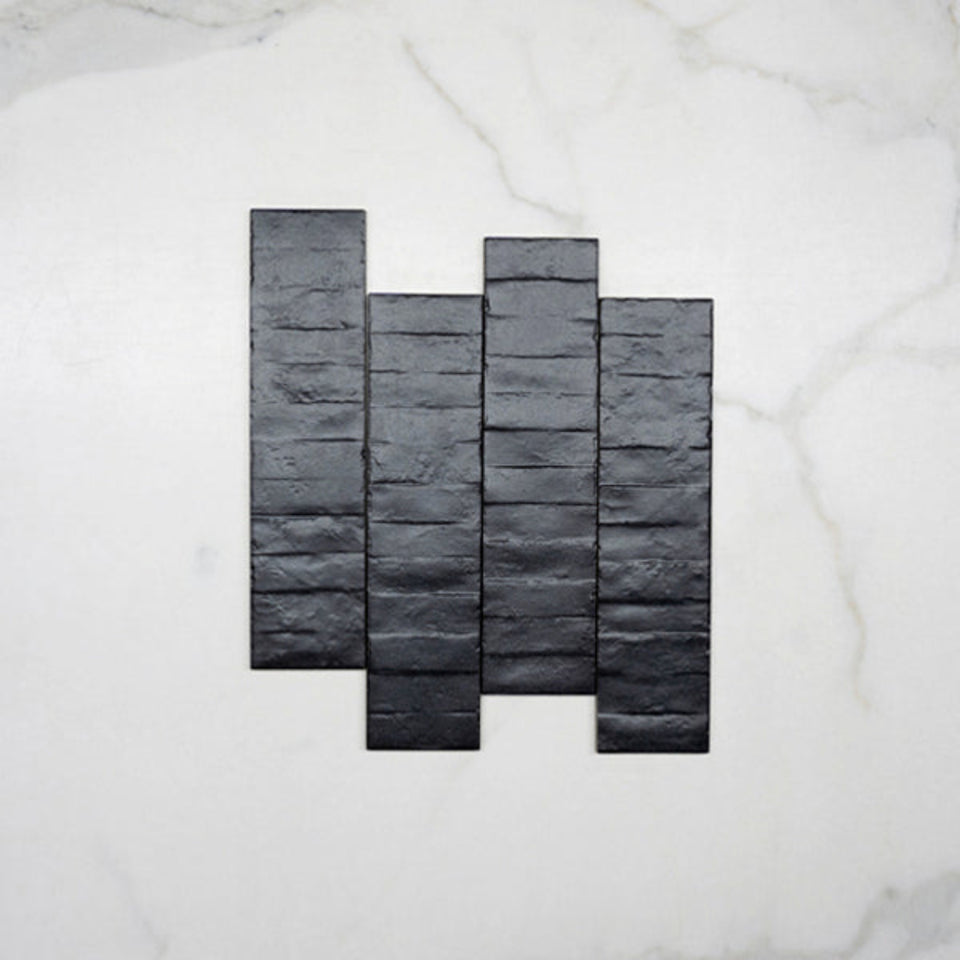 Charcoal Olivia Feature Subway Matte  75 x 300mm Porcelain