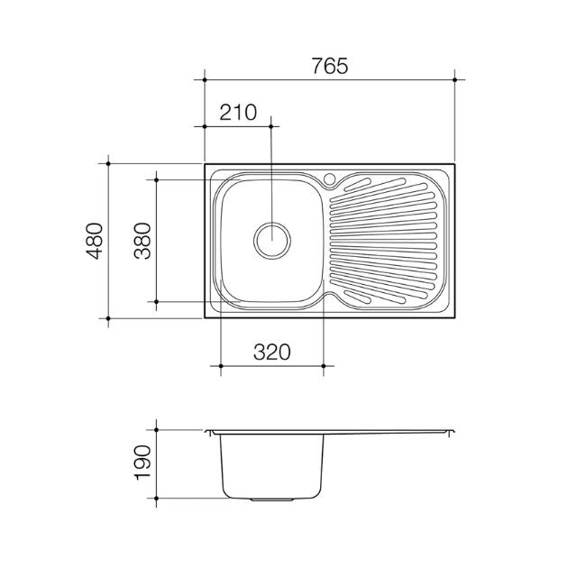 Clark Vital Single End Bowl Kitchen Sink LHB - 1 Taphole 1123.1L - The Blue Space