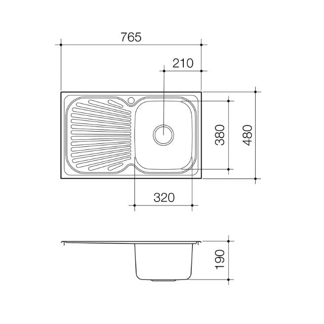 Clark Vital Single End Bowl Kitchen Sink RHB - 1 Taphole 1123.1R - The Blue Space