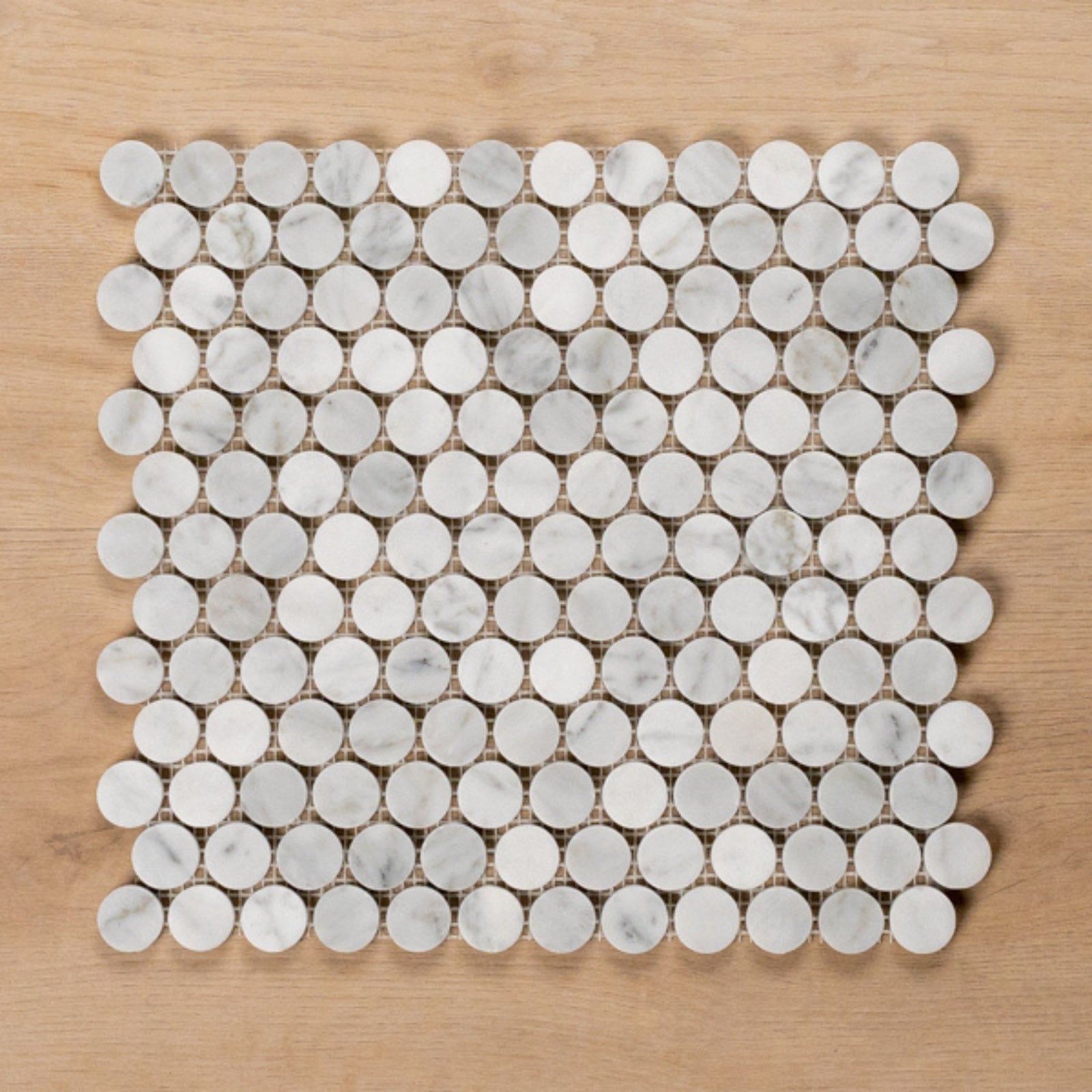 Single no Hand Cottesloe Carrara White Penny Round Honed Marble Mosaic Tile 23x23mm ART003 - The Blue Space