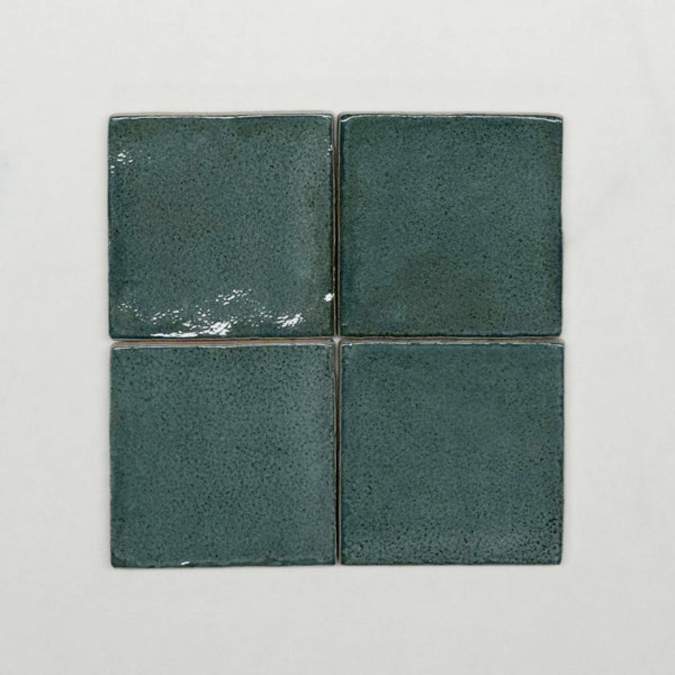 Dark Green Dianna Zellige Tile 100 x 100 x 9mm Spanish Ceramic