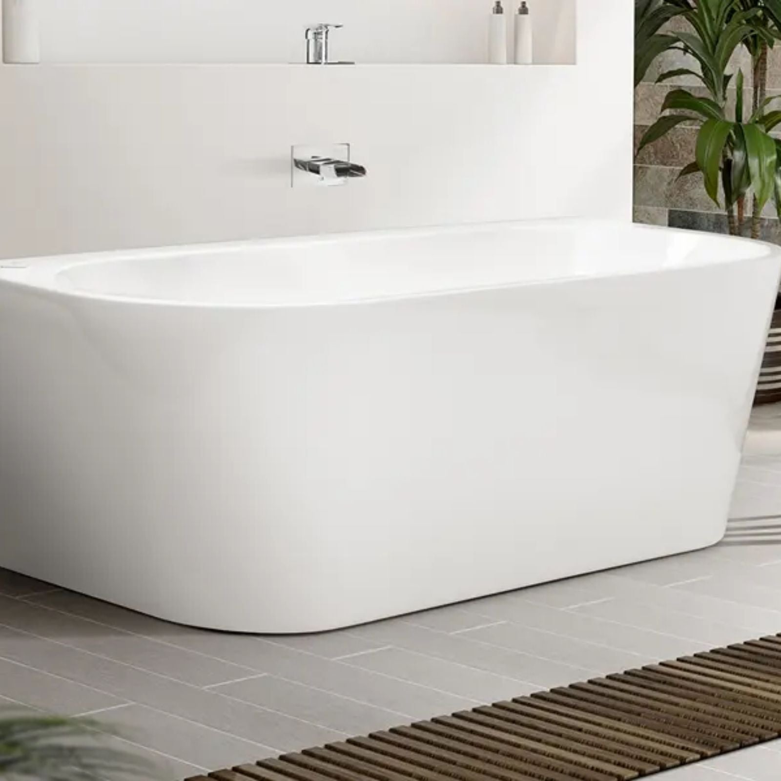 Lifestyle Decina Aria 1700 Back-To-Wall Freestanding Bath with Integrated Overflow AR1700WIO - The Blue Space