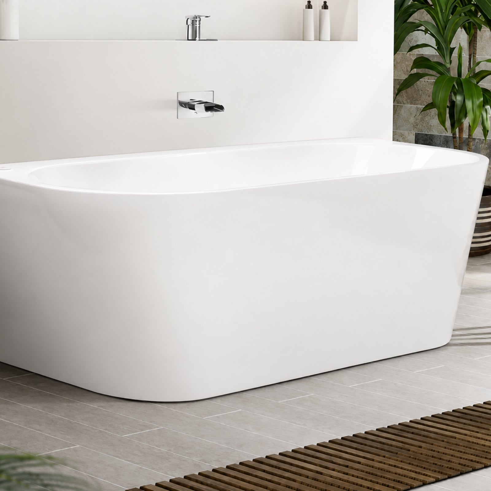 Main Decina Alegra Back To Wall Freestanding Bath 1700mm AG1700W - The Blue Space