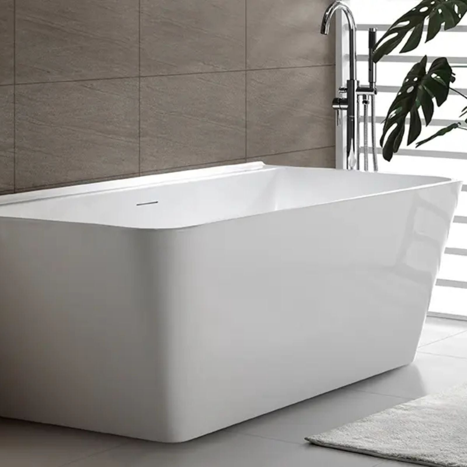 Lifestyle Decina Aria 1500 Back-To-Wall Freestanding Bath with Integrated Overflow AR1500WIO - The Blue Space