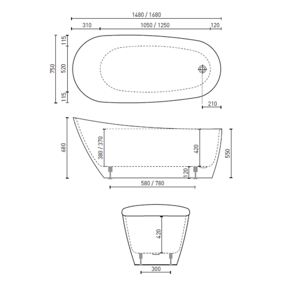 Decina Caval 1480mm Freestanding bath