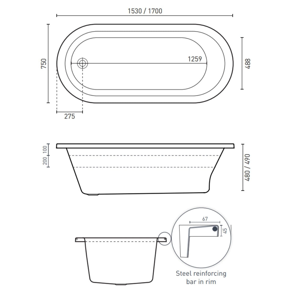 Decina Uno 1700 Island Bath