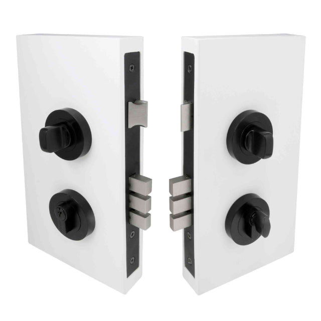 Zanda Double Turn Lock Kits Round Plate Matte Black