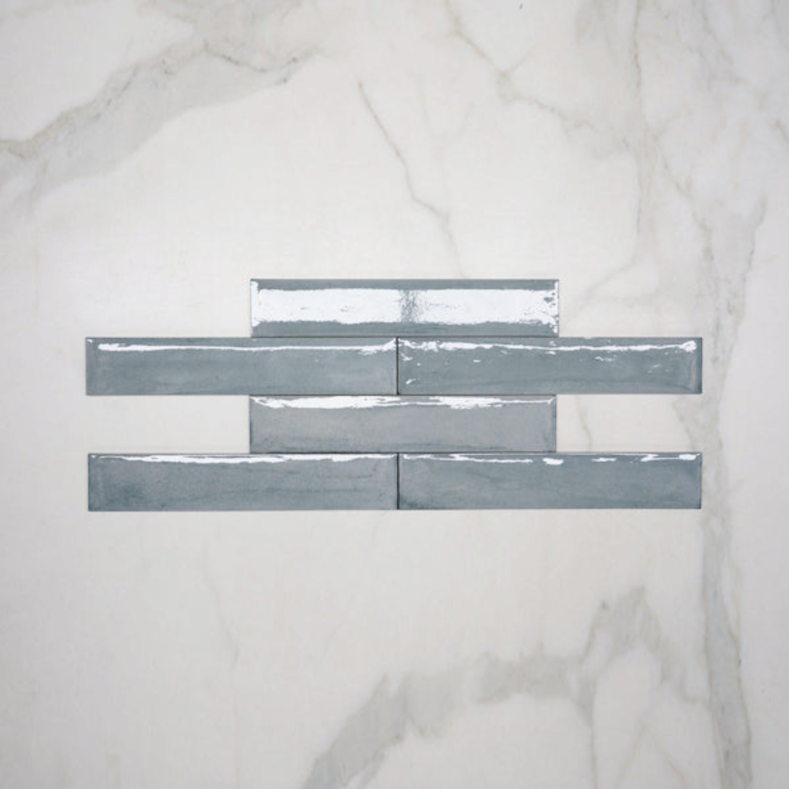 Pattern No Hand Dove Grey Theo Subway Tile 75 x 400mm Italian Porcelain  - The Blue Space