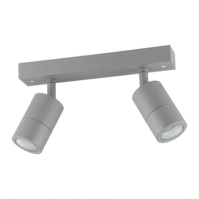 Eglo Fremantle 2 Light Adjustable Outdoor Ceiling Light Silver Grey 206157 - The Blue Space