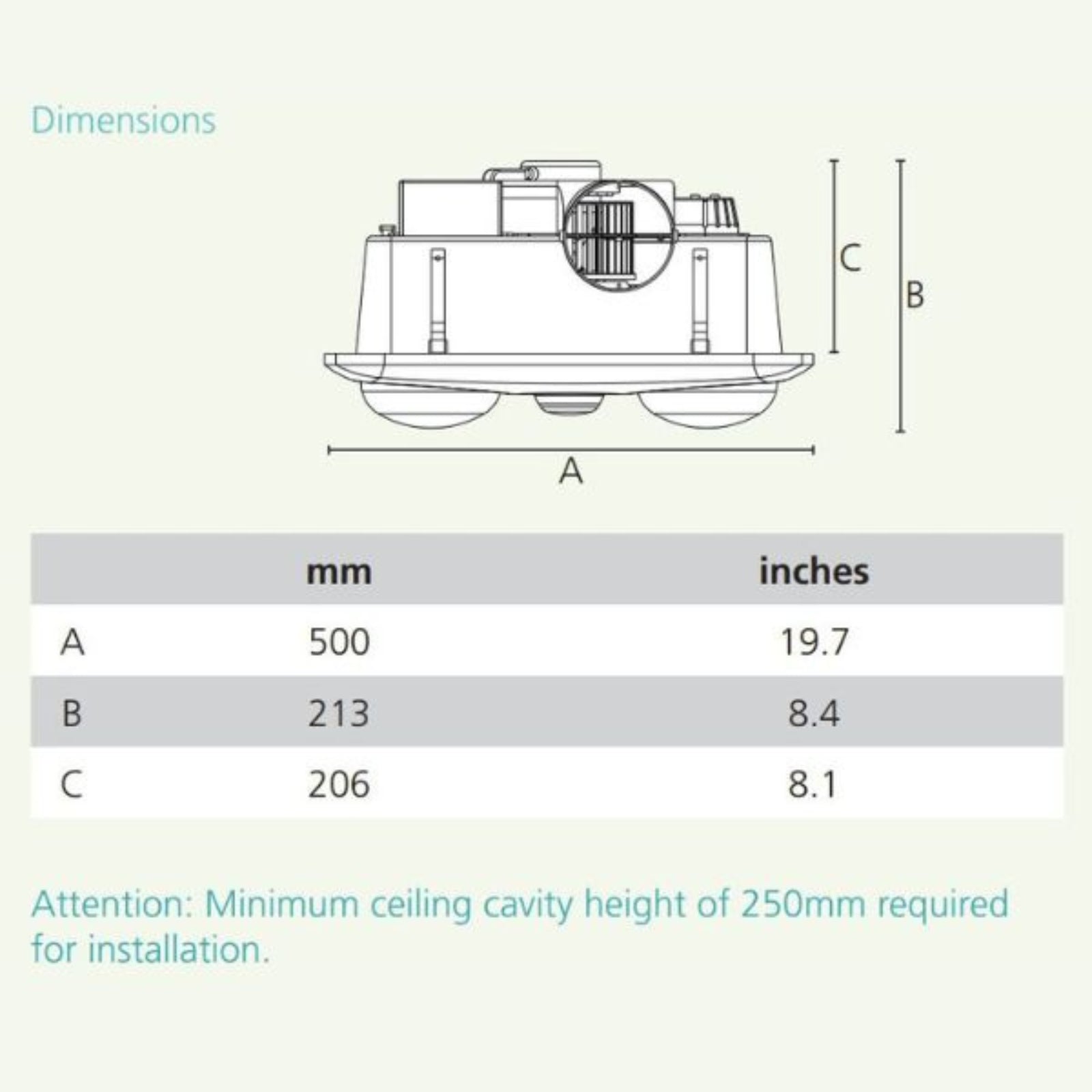 Dimension Eglo Inferno 4 Bathroom Heater Exhaust Fan Light 204159 - The Blue Space