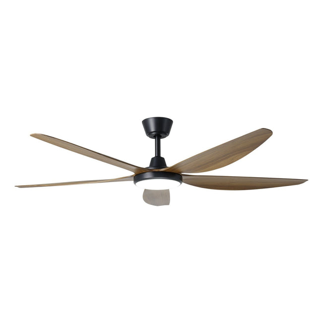 Light On Eglo Miami 60 DC Ceiling Fan with LED Light Black/Teak  20796807 - The Blue Space
