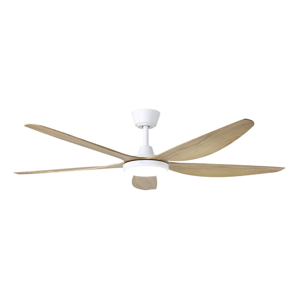 Eglo Miami 60 DC Ceiling Fan with LED Light White/Blackbutt