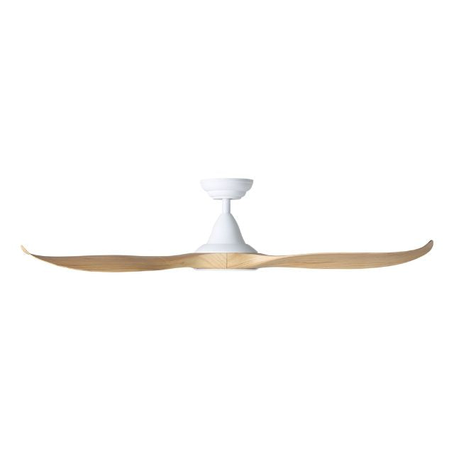 Side Eglo Noosa 52in 132cm DC Ceiling  Fan with 18W LED CCT Light - White with Bamboo Finish 20684816 - The Blue Space