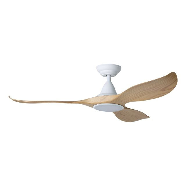 Eglo Noosa 52in 132cm DC Ceiling  Fan with 18W LED CCT Light - White with Bamboo Finish 20684816 - The Blue Space