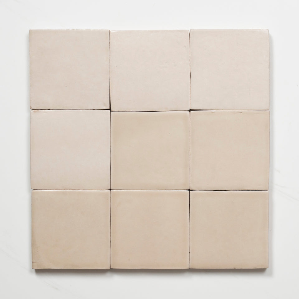 Evelyn Off-White Handmade Zellige Satin Tile 100 x 100mm