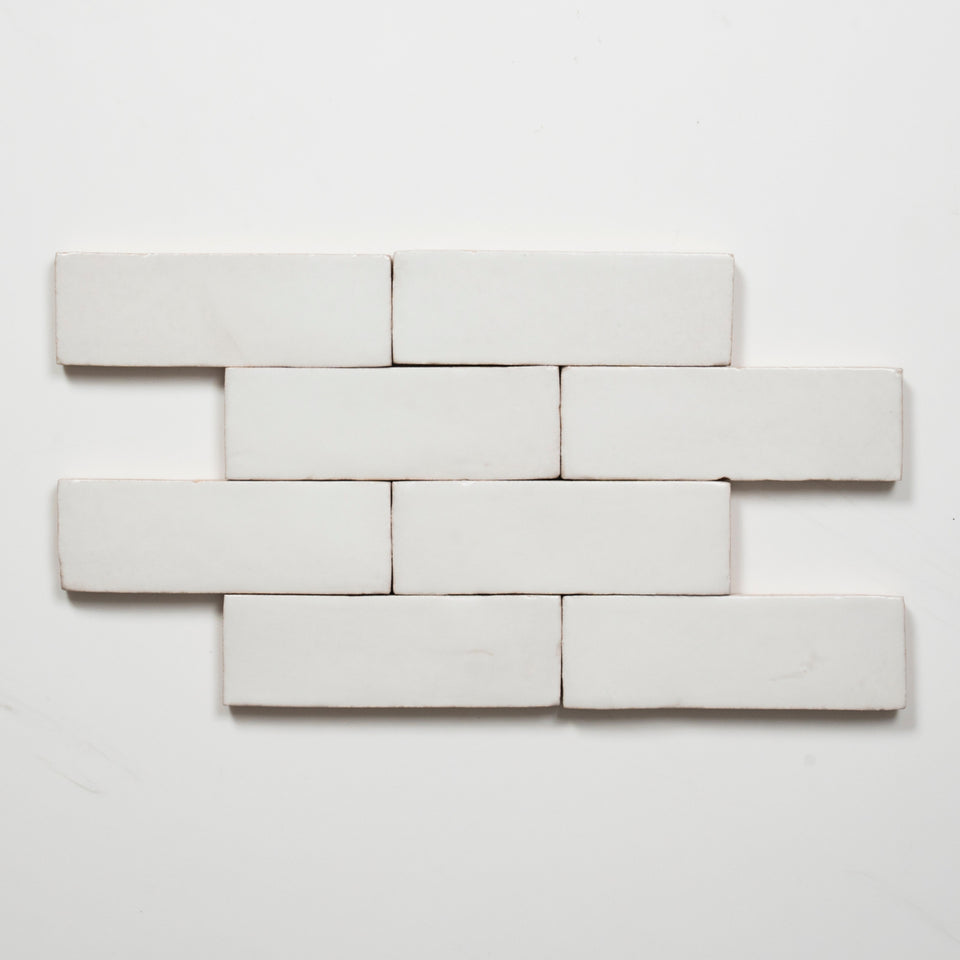 Evelyn Pure White Handmade Bejmat Satin Tile 150 x 50mm